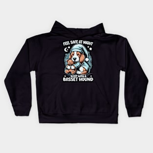 Basset Hound - Feel Safe At Night Sleep With a Basset Hound Kids Hoodie